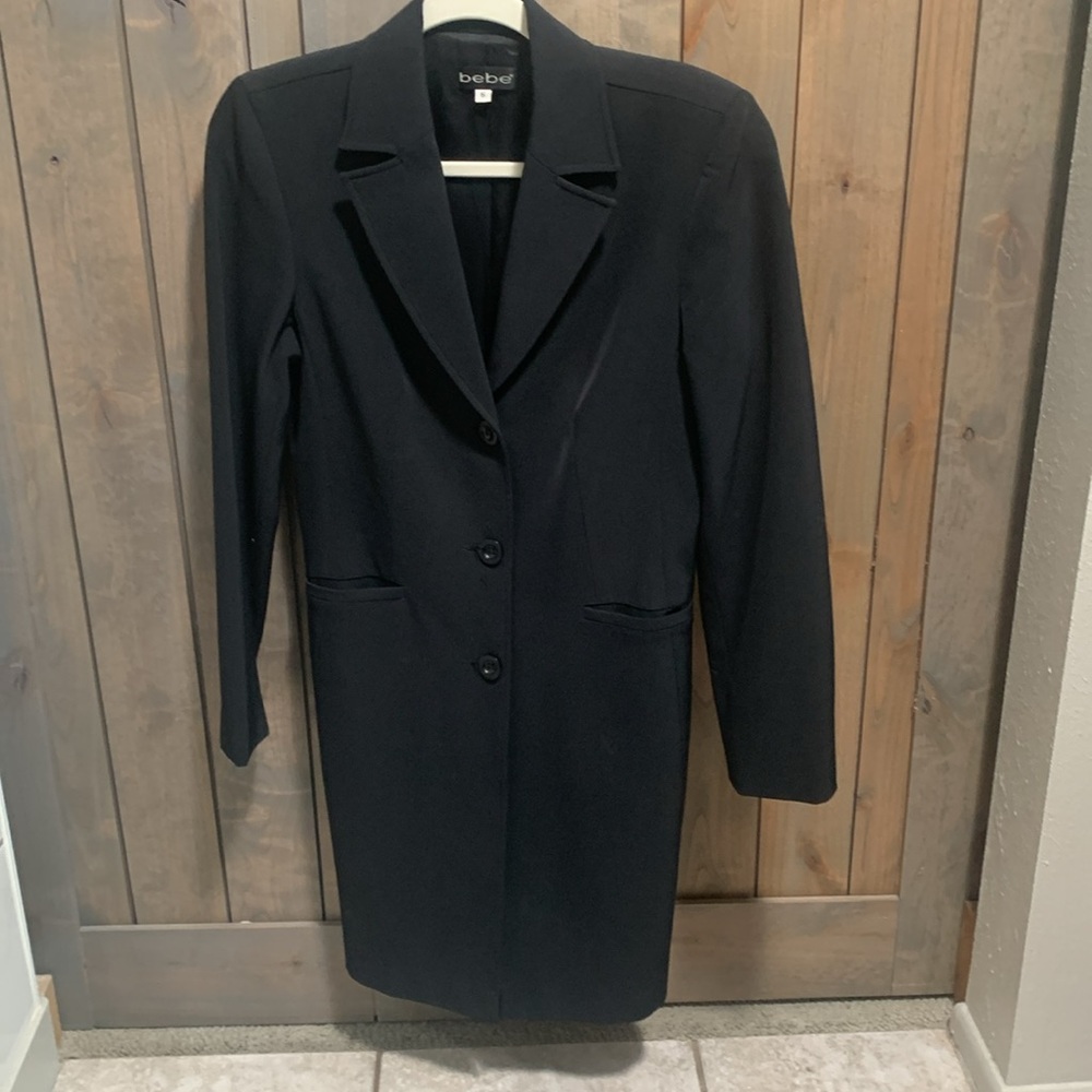 Bebe Black Trench Coat Size 6